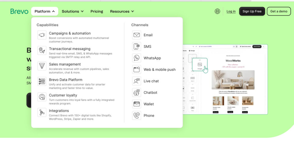 Brevo (formerly Sendinblue) 2026 dashboard showing email templates, campaigns, and analytics