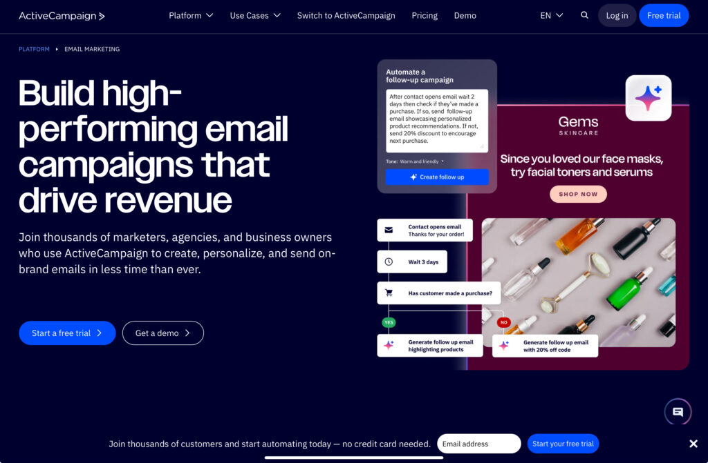 ActiveCampaign automation builder example