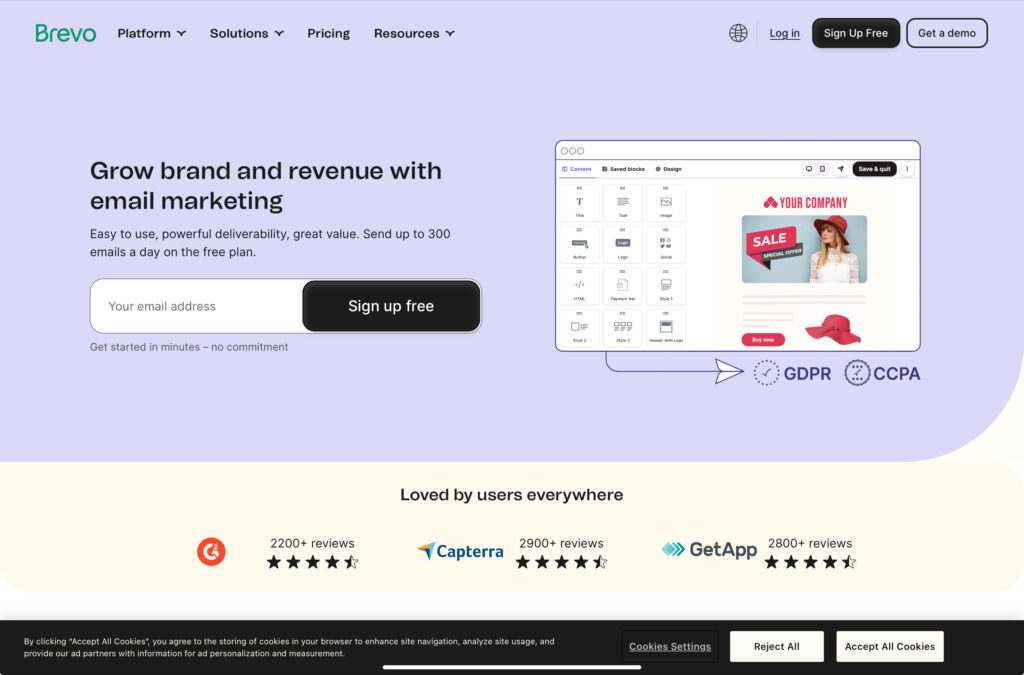 Brevo email marketing dashboard and automation tools