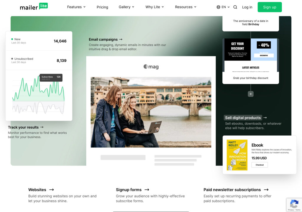 MailerLite Review 2026 email marketing platform homepage