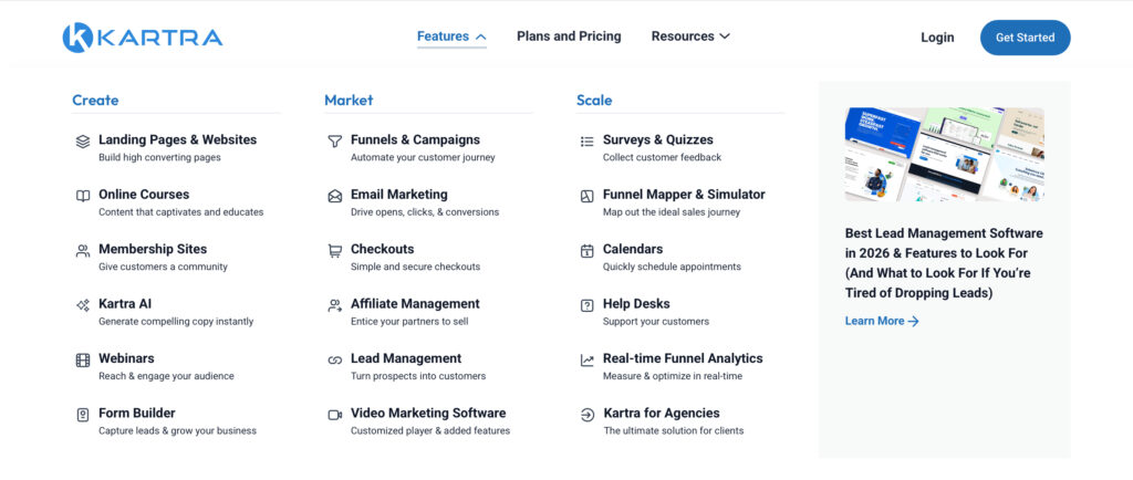 Kartra dashboard review 2026 overview
