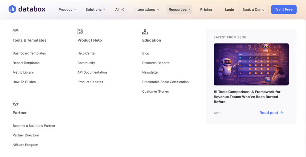 Databox business analytics dashboard showing key metrics
