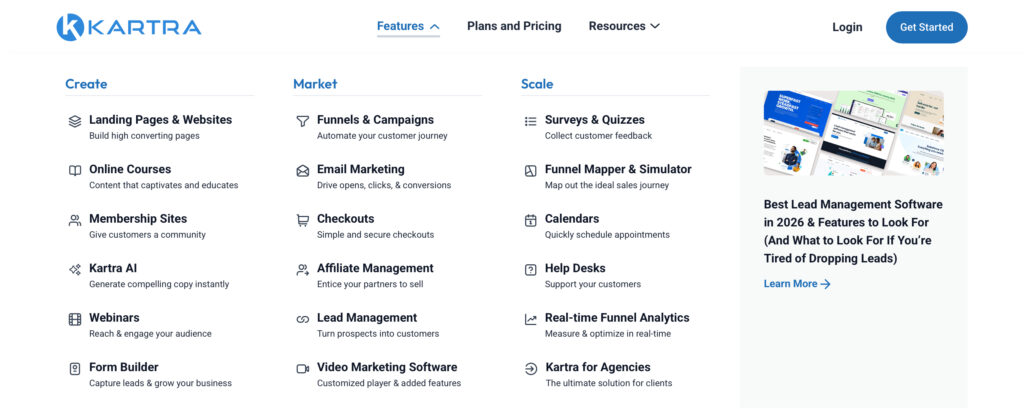 Kartra all-in-one marketing platform dashboard overview